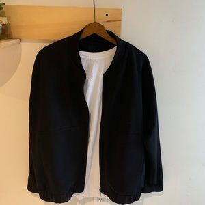 OAK + FORT black zip-up bomber